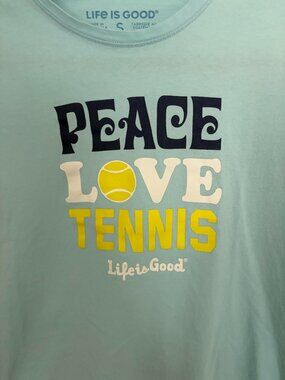 Life is Good Peace Love Tennis Tee Sz S